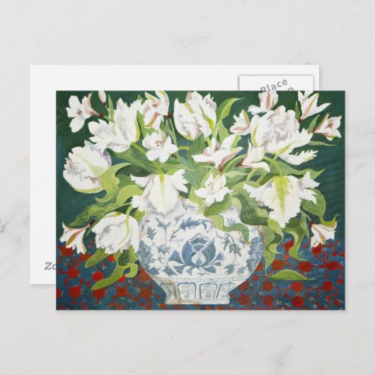 白のダブルチューリップとアルストロメリア 2013 ポストカード (正面/裏面)