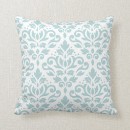 白のダマスク織Lg Ptnのアヒルの卵の青(b)をスクロールして下さい クッション