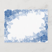 白のテーブル番号結婚上の青いスノーフレーク ポストカード (裏面)