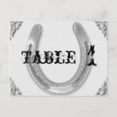 白のテーブル結婚番号の銀の馬蹄形 ポストカード (正面)