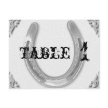 白のテーブル結婚番号の銀の馬蹄形