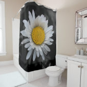 白のデイジー（黒） シャワーカーテン (インサイチュ)