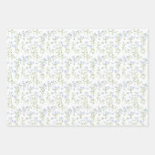 白のトリオに繊細な花 ラッピングペーパーシート (正面3)