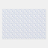 白のトリオに繊細な花 ラッピングペーパーシート (正面)