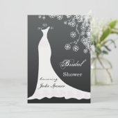 白のドレ結婚スオンブラックブライダルシャワー招待状 招待状 (スタンド正面)