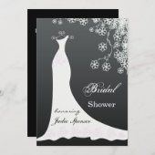 白のドレ結婚スオンブラックブライダルシャワー招待状 招待状 (正面/裏面)