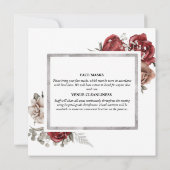 白のド結婚レスの赤いバラのフローラの華やかさ 招待状 (裏面)