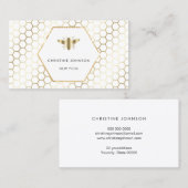 白のハニカムと六角ビーのロゴ 名刺 (正面/裏面)