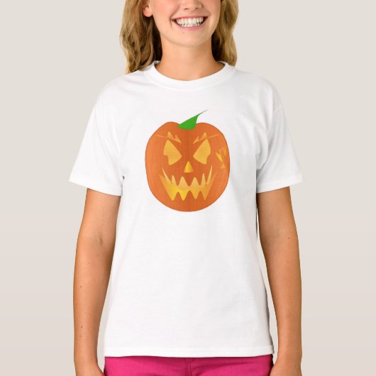 白のハロウィンのカボチャ Tシャツ (正面)