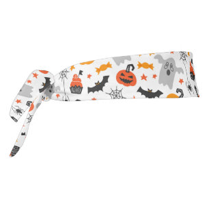 白のハロウィーン記号パターン タイヘッドバンド