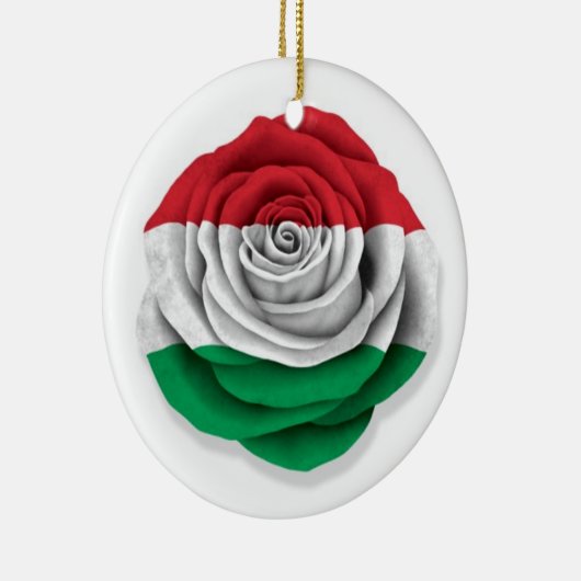 白のハンガリー人のばら色の旗 セラミックオーナメント (右)