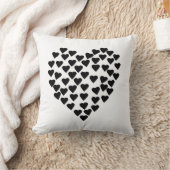 白のハートのハートの黒 クッション (ブランケット)