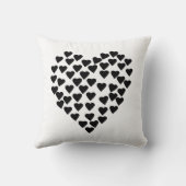 白のハートのハートの黒 クッション (裏面)