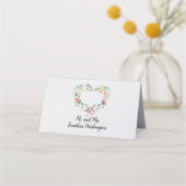 白のハート上のピンクローズ結婚デザイン プレイスカード (裏面)