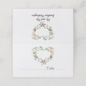 白のハート上のピンクローズ結婚デザイン プレイスカード (外部開封)