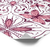 白のバグ、濃いマゼンタ、ピンク ポスター (角)