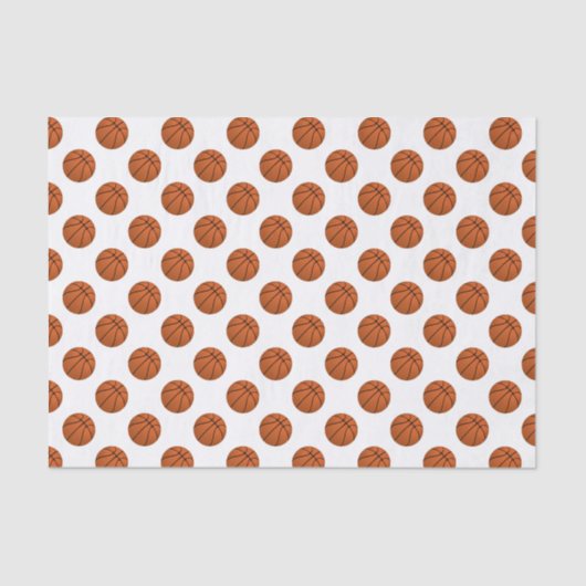 白のバスケットボールボール（茶色） 薄葉紙 (正面)