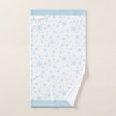 白のバスマットセットにライトブルーの雪の結晶 バスタオルセット (ハンドタオル)