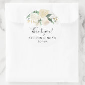 白のバラのクリーム金ゴールドエレガントな結婚祝い ラウンドシール (バッグ)