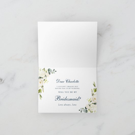 白のバラのフローラが私の花嫁になる 招待状 (内部)