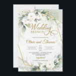 白のバラのユーカリの緑の金ゴールドフレーム結婚ズ 招待状<br><div class="desc">白いバラのユーカリの緑の金ゴールドフレームのブランチ結婚招待状、イベント文房具のための驚くべきデザインは、水色の白いバラの花の新鮮なユーカリの緑と緑の葉を混合しフェイクて、金ゴールド幾何学枠に優しく織り込んだ。ボホ素晴らしスタイルは結婚、ブライダルシャワーまたはベビーシャワーパーティーお祝い。このコレクションでは、結婚式招待状、ブライダルシャワー招待状、ベビーシャワー招待状、シーティングチャート、メニュー、プログラム、ラベルなど、パーティーのすべての要素を見つけることができます。エレガントかわいらしにコンテンポラリー、そう – このコレクションでは、お祝いに必要なすべての詳細を見つけることができる – 結婚式招待状、セレモニー・プログラム、歓迎シンボルや象徴とポスター、ディナー・メニュー、サンキューカード、シーティング・チャート、ブライダルシャワー招待状、ブライダルシャワー・ゲーム、ベビーシャワー招待状、赤ちゃんシャワーゲームなど楽しむ。一致連絡するアイテムまたはカスタマイズ、赤面バラ©</div>