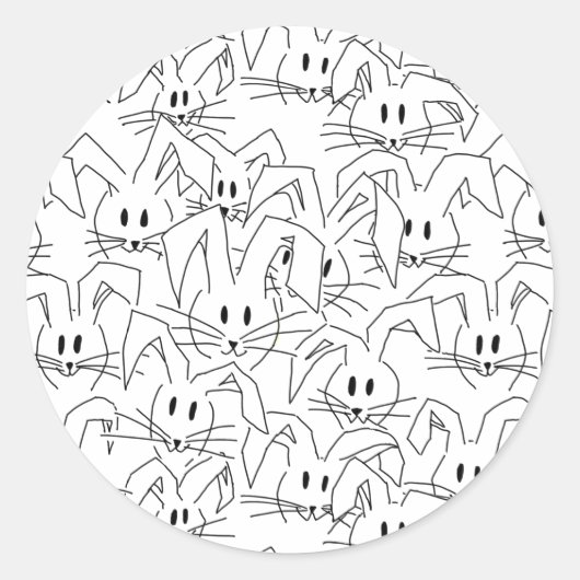 白のバンニのバンチ – シームレスなパターン。 ラウンドシール (正面)