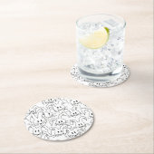 白のバンニのバンチ – シームレスなパターン。 ラウンドペーパーコースター (インサイチュ)