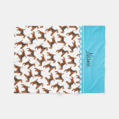 白のパーソナライズされたアイレデールテリア犬の名前 フリースブランケット (正面(横))