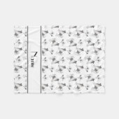 白のパーソナライズされたノルウェーエルクハウンド犬の名前 フリースブランケット (正面(横))