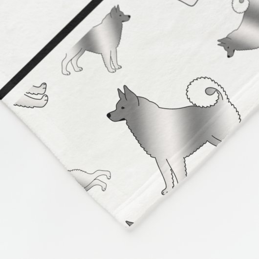 白のパーソナライズされたノルウェーエルクハウンド犬の名前 フリースブランケット (角)