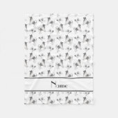 白のパーソナライズされたノルウェーエルクハウンド犬の名前 フリースブランケット (正面)