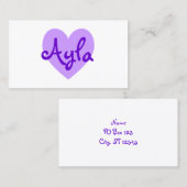 白のパーソナライズされたライトパープルハート 名刺 (正面/裏面)