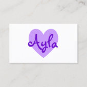 白のパーソナライズされたライトパープルハート 名刺 (正面)