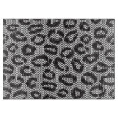 白のヒョウパターンが付いている黒い純レース カッティングボード (正面)