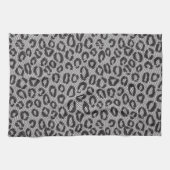 白のヒョウパターンが付いている黒い純レース キッチンタオル (横)