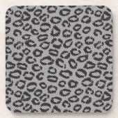 白のヒョウパターンが付いている黒い純レース コースター (正面)