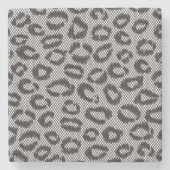 白のヒョウパターンが付いている黒い純レース ストーンコースター (正面)