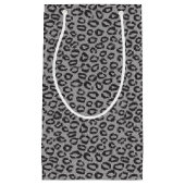 白のヒョウパターンが付いている黒い純レース スモールペーパーバッグ (正面)