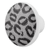 白のヒョウパターンが付いている黒い純レース セラミックノブ (右)