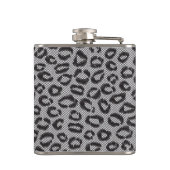 白のヒョウパターンが付いている黒い純レース フラスク (裏面)