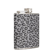 白のヒョウパターンが付いている黒い純レース フラスク (右)