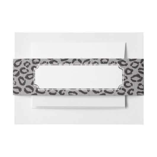 白のヒョウパターンが付いている黒い純レース 招待状ベリーバンド (正面例)