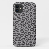 白のヒョウパターンが付いている黒い純レース Case-Mate iPhoneケース (裏面)