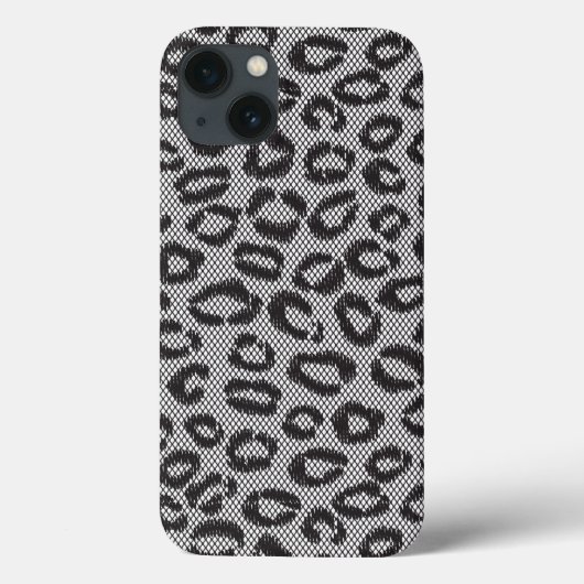 白のヒョウパターンが付いている黒い純レース Case-Mate iPhoneケース (裏面)
