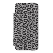 白のヒョウパターンが付いている黒い純レース INCIPIO iPhoneウォレットケース (フォリオ 正面)