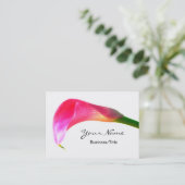 白のピンクのオランダカイウユリ 名刺 (スタンド正面)