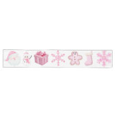 白のピンクのクリスマスアイコン | ロングテーブルランナー (横)