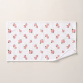 白のピンクのバラパターン ハンドタオル (ハンドタオル)