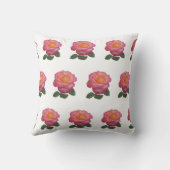 白のピンクのローズパターン クッション (裏面)
