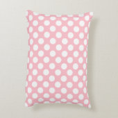 白のピンクの大きいサイズの水玉模様 アクセントクッション (裏面(縦))